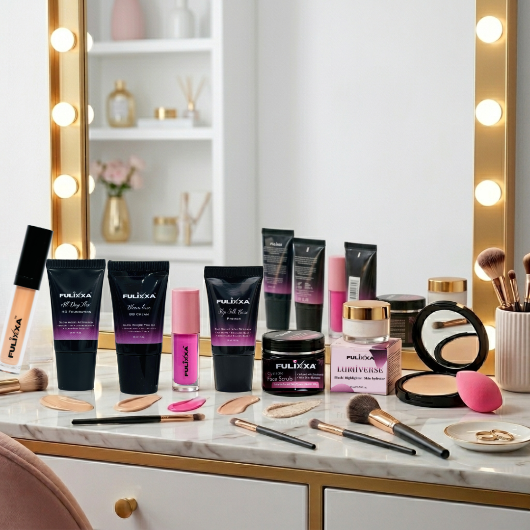 Complete beginner makeup kit from Fulixxa Cosmetics designed for smooth base makeup, eye makeup and long lasting everyday wear