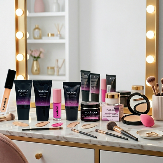 Complete beginner makeup kit from Fulixxa Cosmetics designed for smooth base makeup, eye makeup and long lasting everyday wear