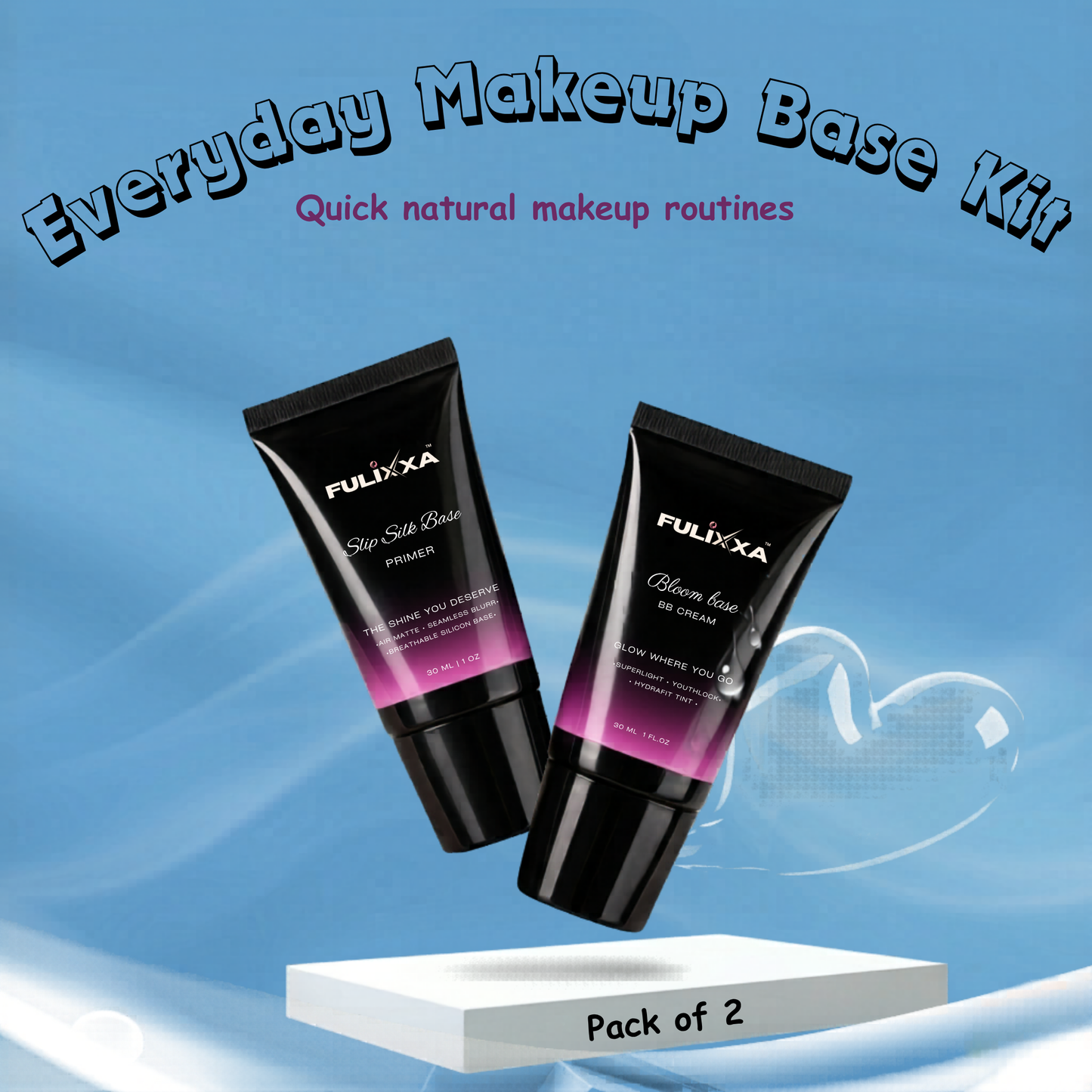 Fulixxa primer and BB cream kit for even skin tone and long lasting makeup base