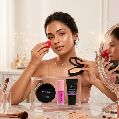 Fulixxa face makeup essentials kit with foundation compact blush and beauty blender sponge