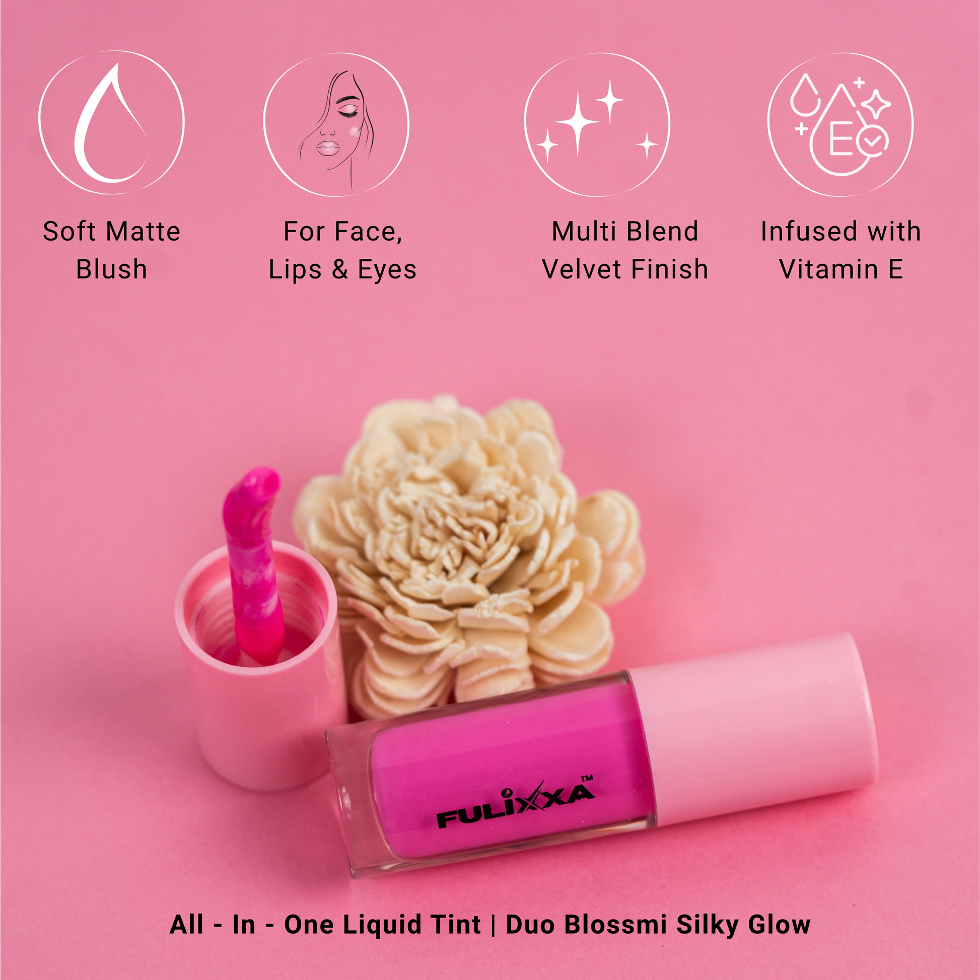 Velvet finish silky liquid blush for smooth pigmented look